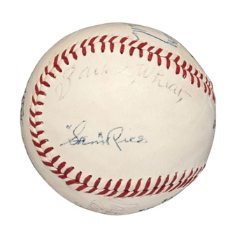 Multi-Signed Hall of Fame Baseball With 8 Signatures Including Wheat and Stengel